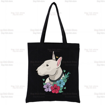 Grupa bul terijera Ženske ručne torbice Platnena velika torba Slatki logotip psa za kućne ljubimce Smiješne crne kupovne Ženske ekološke torbe na rame