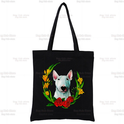 Grupa bul terijera Ženske ručne torbice Platnena velika torba Slatki logotip psa za kućne ljubimce Smiješne crne kupovne Ženske ekološke torbe na rame