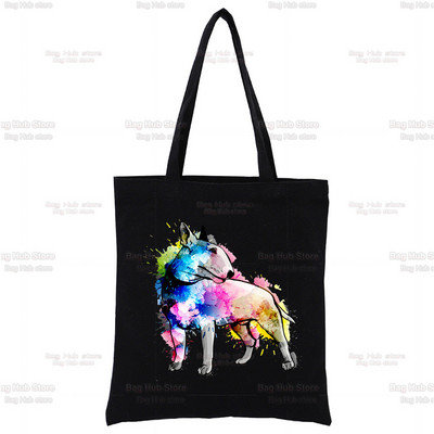 Grupa bul terijera Ženske ručne torbice Platnena velika torba Slatki logotip psa za kućne ljubimce Smiješne crne kupovne Ženske ekološke torbe na rame