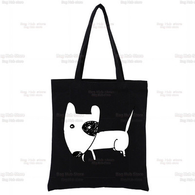 Grupa bul terijera Ženske ručne torbice Platnena velika torba Slatki logotip psa za kućne ljubimce Smiješne crne kupovne Ženske ekološke torbe na rame