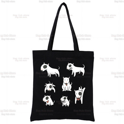 Grupa bul terijera Ženske ručne torbice Platnena velika torba Slatki logotip psa za kućne ljubimce Smiješne crne kupovne Ženske ekološke torbe na rame