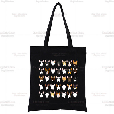 Grupa bul terijera Ženske ručne torbice Platnena velika torba Slatki logotip psa za kućne ljubimce Smiješne crne kupovne Ženske ekološke torbe na rame