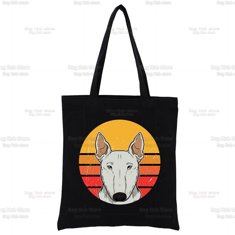 Bulterjeru grupa Sieviešu rokassomas Audekls Tote Bag Cute Pet Dog Logo Smieklīgs melns Iepirkšanās Sieviešu Eko plecu somas