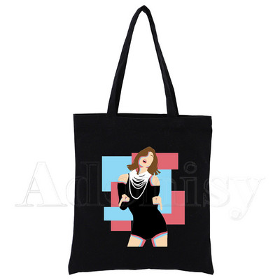 Kétszer egyedi táska Vásárlás Nyomtatás Eredeti design Fekete unisex utazóvászon táskák Eco összecsukható vásárlói táska