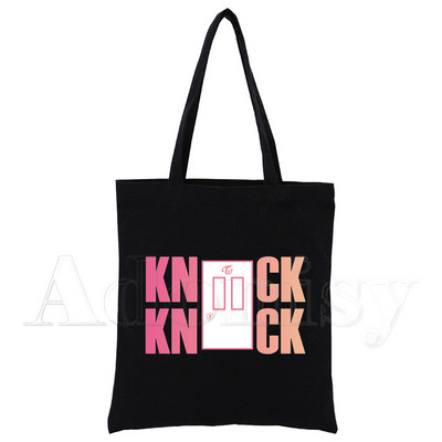 Kétszer egyedi táska Vásárlás Nyomtatás Eredeti design Fekete unisex utazóvászon táskák Eco összecsukható vásárlói táska