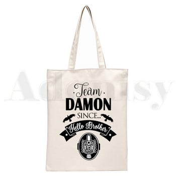 The Vampire Diaries Handbags Τσάντες ώμου Casual Shopping Damon Salvatore Handbag Elegant Chronicles Vampiricas Canvas Bag