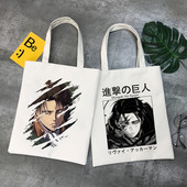Japán anime táskák vásárlói táskák Aot Levi Attack On Titan Tote Bag Shingeki No Kyojin bevásárlótáska válltáska vászon kézitáska
