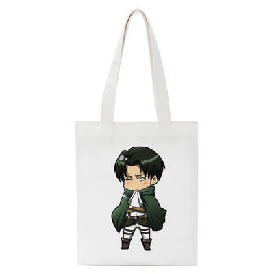 Japán anime táskák vásárlói táskák Aot Levi Attack On Titan Tote Bag Shingeki No Kyojin bevásárlótáska válltáska vászon kézitáska