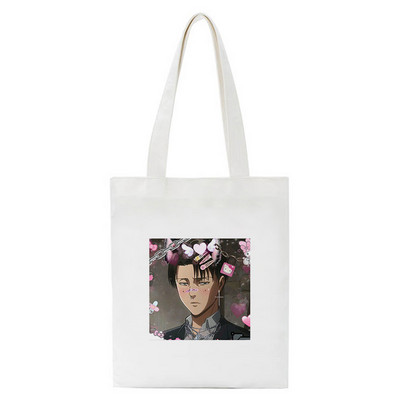 Japán anime táskák vásárlói táskák Aot Levi Attack On Titan Tote Bag Shingeki No Kyojin bevásárlótáska válltáska vászon kézitáska