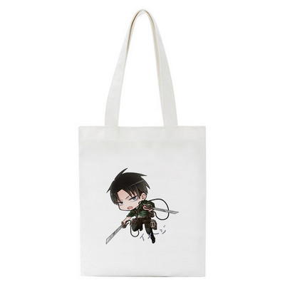 Japán anime táskák vásárlói táskák Aot Levi Attack On Titan Tote Bag Shingeki No Kyojin bevásárlótáska válltáska vászon kézitáska