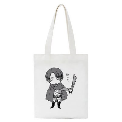 Japán anime táskák vásárlói táskák Aot Levi Attack On Titan Tote Bag Shingeki No Kyojin bevásárlótáska válltáska vászon kézitáska