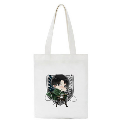 Japán anime táskák vásárlói táskák Aot Levi Attack On Titan Tote Bag Shingeki No Kyojin bevásárlótáska válltáska vászon kézitáska