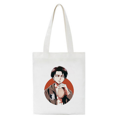 Japán anime táskák vásárlói táskák Aot Levi Attack On Titan Tote Bag Shingeki No Kyojin bevásárlótáska válltáska vászon kézitáska