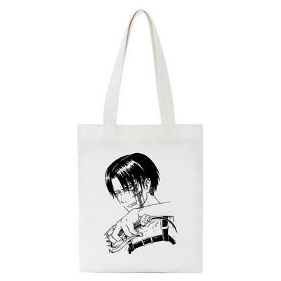 Japán anime táskák vásárlói táskák Aot Levi Attack On Titan Tote Bag Shingeki No Kyojin bevásárlótáska válltáska vászon kézitáska