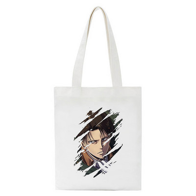 Japán anime táskák vásárlói táskák Aot Levi Attack On Titan Tote Bag Shingeki No Kyojin bevásárlótáska válltáska vászon kézitáska