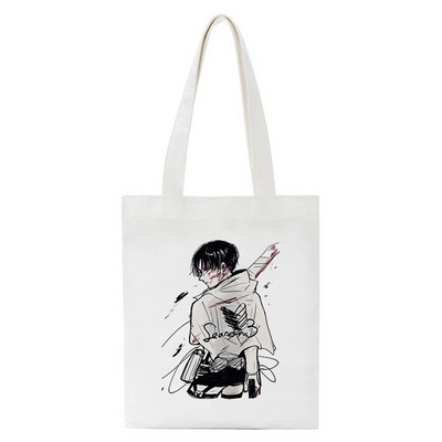 Japán anime táskák vásárlói táskák Aot Levi Attack On Titan Tote Bag Shingeki No Kyojin bevásárlótáska válltáska vászon kézitáska
