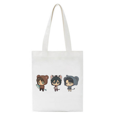 Japán anime táskák vásárlói táskák Aot Levi Attack On Titan Tote Bag Shingeki No Kyojin bevásárlótáska válltáska vászon kézitáska