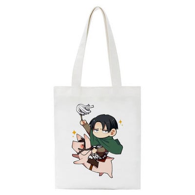 Japán anime táskák vásárlói táskák Aot Levi Attack On Titan Tote Bag Shingeki No Kyojin bevásárlótáska válltáska vászon kézitáska