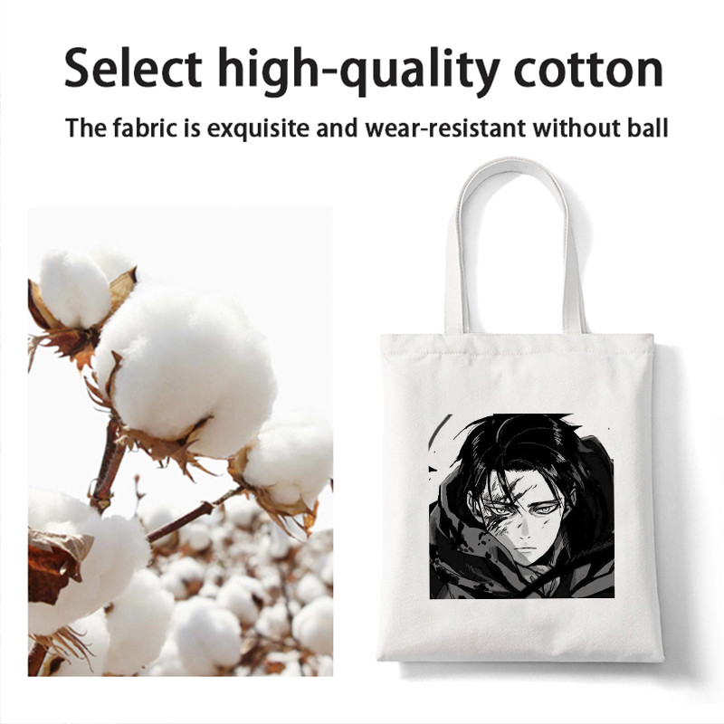 Japán anime táskák vásárlói táskák Aot Levi Attack On Titan Tote Bag Shingeki No Kyojin bevásárlótáska válltáska vászon kézitáska