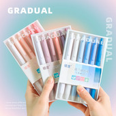 6 τμχ Gradual Color Barrel Gel Pens Set Simple Morandi 0,5mm Ballpoint Black Color Ink for Writing Office School A7303