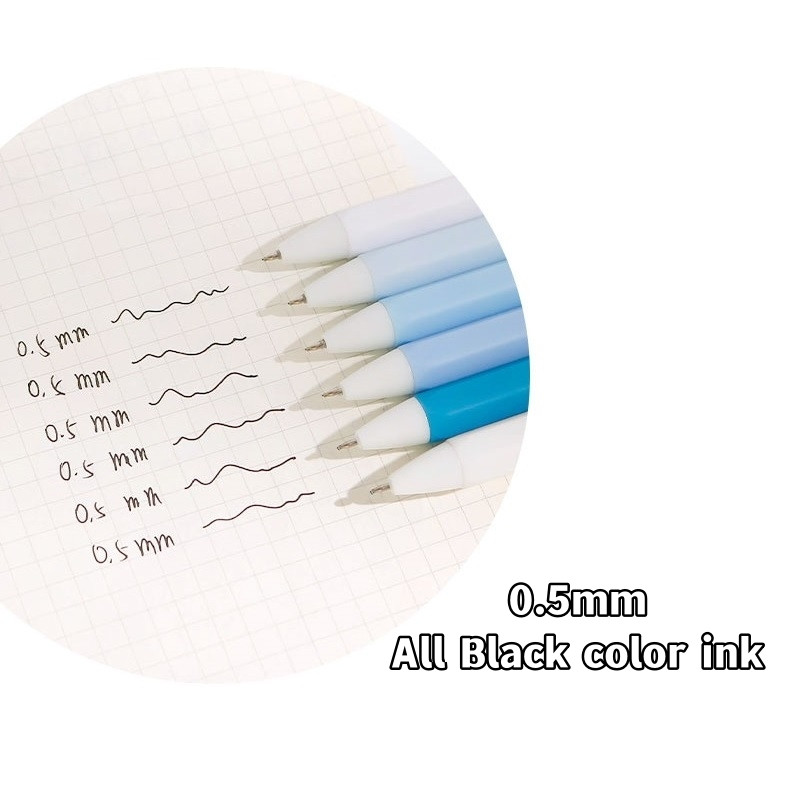 6 τμχ Gradual Color Barrel Gel Pens Set Simple Morandi 0,5mm Ballpoint Black Color Ink for Writing Office School A7303