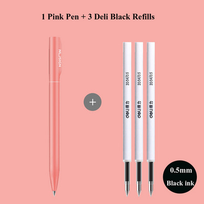 Nusign Twist gēla pildspalva 0,5 MM melnas tintes krāsa Krāsainas neitrālas zīmju pildspalvas Rotary Switch gludas rakstīšanas rīki Kancelejas preces