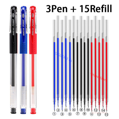 Set de stilouri cu gel de 18 buc Rechizite școlare Negru Albastru Roșu Cerneală Culoare 0,5 mm Pix Kawaii Pix Studenți Papetărie de birou școală