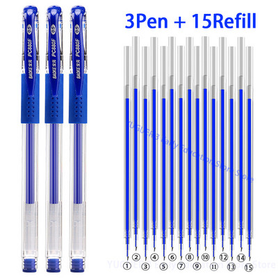 Set de stilouri cu gel de 18 buc Rechizite școlare Negru Albastru Roșu Cerneală Culoare 0,5 mm Pix Kawaii Pix Studenți Papetărie de birou școală