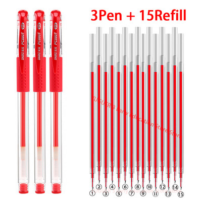 Set de stilouri cu gel de 18 buc Rechizite școlare Negru Albastru Roșu Cerneală Culoare 0,5 mm Pix Kawaii Pix Studenți Papetărie de birou școală