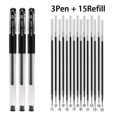Set de stilouri cu gel de 18 buc Rechizite școlare Negru Albastru Roșu Cerneală Culoare 0,5 mm Pix Kawaii Pix Studenți Papetărie de birou școală