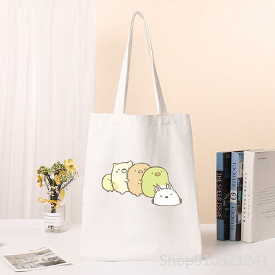 Kawaii Sumikko Gurashi Shopper Tote Bag ženska torba s otisnutim slatkim kupovnim torbama Djevojačka torba za kupnju na rame Ženska platnena torba s crtežima