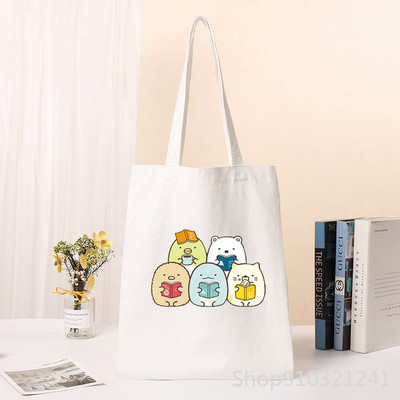 Kawaii Sumikko Gurashi Shopper Tote Bag ženska torba s otisnutim slatkim kupovnim torbama Djevojačka torba za kupnju na rame Ženska platnena torba s crtežima