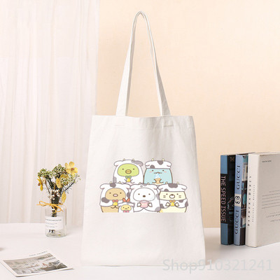 Kawaii Sumikko Gurashi Shopper Tote Bag ženska torba s otisnutim slatkim kupovnim torbama Djevojačka torba za kupnju na rame Ženska platnena torba s crtežima
