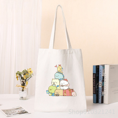 Kawaii Sumikko Gurashi Shopper Tote Bag ženska torba s otisnutim slatkim kupovnim torbama Djevojačka torba za kupnju na rame Ženska platnena torba s crtežima