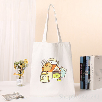 Kawaii Sumikko Gurashi Shopper Tote Bag ženska torba s otisnutim slatkim kupovnim torbama Djevojačka torba za kupnju na rame Ženska platnena torba s crtežima