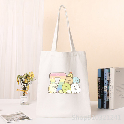 Kawaii Sumikko Gurashi Shopper Tote Bag ženska torba s otisnutim slatkim kupovnim torbama Djevojačka torba za kupnju na rame Ženska platnena torba s crtežima