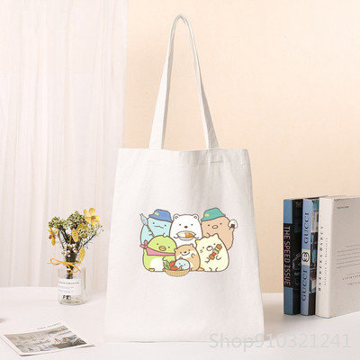 Kawaii Sumikko Gurashi Shopper Tote Bag ženska torba s otisnutim slatkim kupovnim torbama Djevojačka torba za kupnju na rame Ženska platnena torba s crtežima