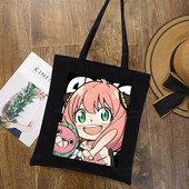 Anya Smug Kawaii Funny Black Simple Women Package Platnena torba Ručne torbice Japanese Anime Spy X Family Torbe na rame Ležerna kupnja