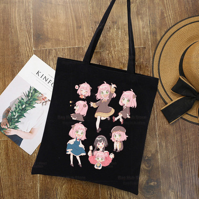 Anya Smug Kawaii Funny Black Simple Women Package Platnena torba Ručne torbice Japanese Anime Spy X Family Torbe na rame Ležerna kupnja