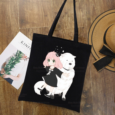 Anya Smug Kawaii Funny Black Simple Women Package Platnena torba Ručne torbice Japanese Anime Spy X Family Torbe na rame Ležerna kupnja