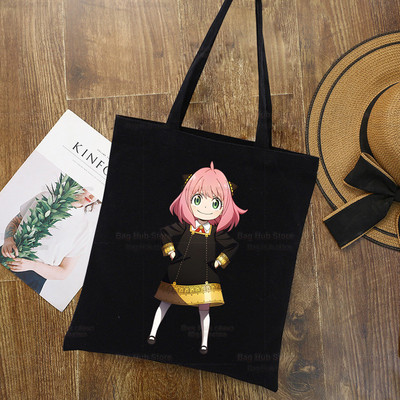 Anya Smug Kawaii Funny Black Simple Women Package Platnena torba Ručne torbice Japanese Anime Spy X Family Torbe na rame Ležerna kupnja