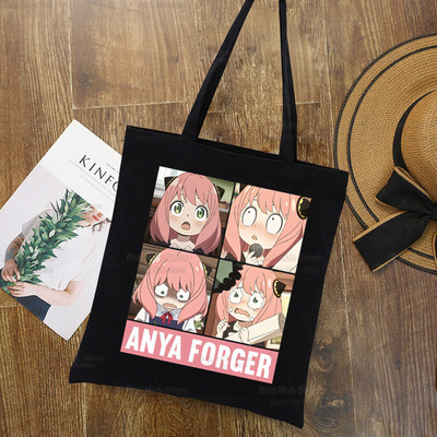 Anya Smug Kawaii Funny Black Simple Women Package Platnena torba Ručne torbice Japanese Anime Spy X Family Torbe na rame Ležerna kupnja