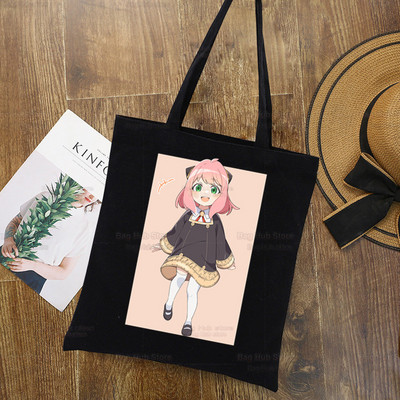 Anya Smug Kawaii Funny Black Simple Women Package Platnena torba Ručne torbice Japanese Anime Spy X Family Torbe na rame Ležerna kupnja