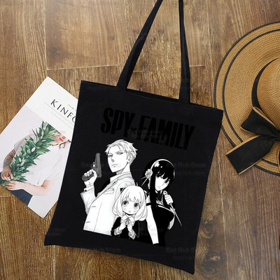 Anya Smug Kawaii Funny Black Simple Women Package Platnena torba Ručne torbice Japanese Anime Spy X Family Torbe na rame Ležerna kupnja