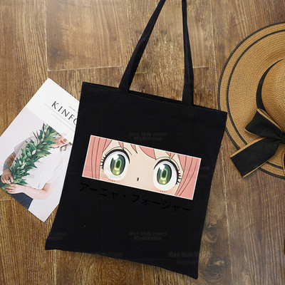 Anya Smug Kawaii Funny Black Simple Women Package Platnena torba Ručne torbice Japanese Anime Spy X Family Torbe na rame Ležerna kupnja