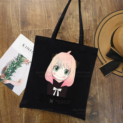 Anya Smug Kawaii Funny Black Simple Women Package Platnena torba Ručne torbice Japanese Anime Spy X Family Torbe na rame Ležerna kupnja