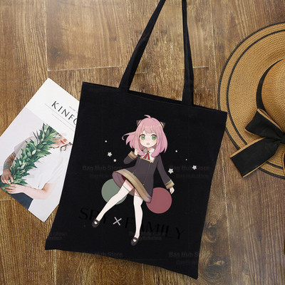 Anya Smug Kawaii Funny Black Simple Women Package Platnena torba Ručne torbice Japanese Anime Spy X Family Torbe na rame Ležerna kupnja