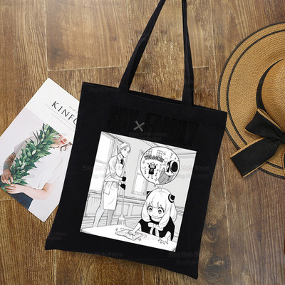 Anya Smug Kawaii Funny Black Simple Women Package Platnena torba Ručne torbice Japanese Anime Spy X Family Torbe na rame Ležerna kupnja