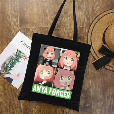 Anya Smug Kawaii Funny Black Simple Women Package Platnena torba Ručne torbice Japanese Anime Spy X Family Torbe na rame Ležerna kupnja