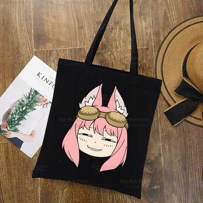Anya Smug Kawaii Funny Black Simple Women Package Platnena torba Ručne torbice Japanese Anime Spy X Family Torbe na rame Ležerna kupnja